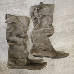 Steve Madden Tyller Women's Slouch Flat Boots Size 6.5 Gray Taupe